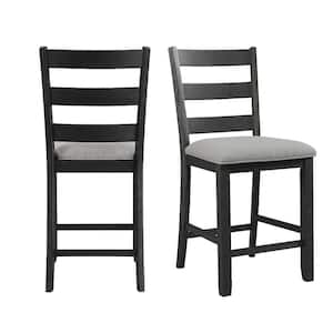Kona 25 in. Black High Back Wood Counter Height Side Chair Set (Set of 2)