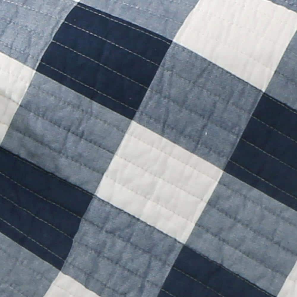 Camden Navy and Cream Cotton Quilted Reversible Throw