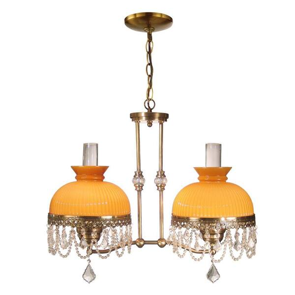 Dale Tiffany Diego Hurricane 2-Light Antique Brass Hanging Pendant Lamp