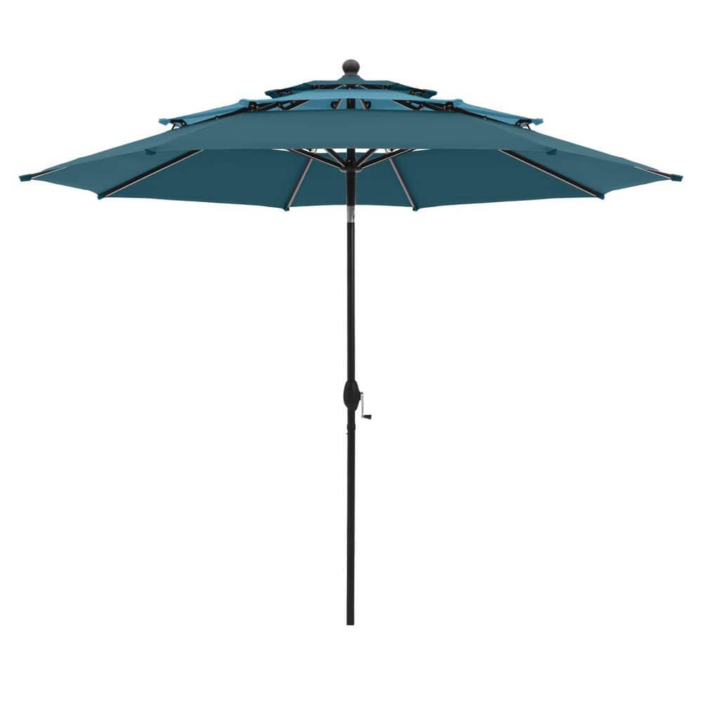 10 ft. 3-Tier Patio Umbrella Market Umbrella with AutoTilt and Crank in Mixed Blue price history on PriceWatchPro