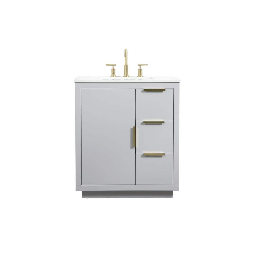 Simply Living 30 in. W x 19 in. D x 34 in. H Bath Vanity in Grey with Calac