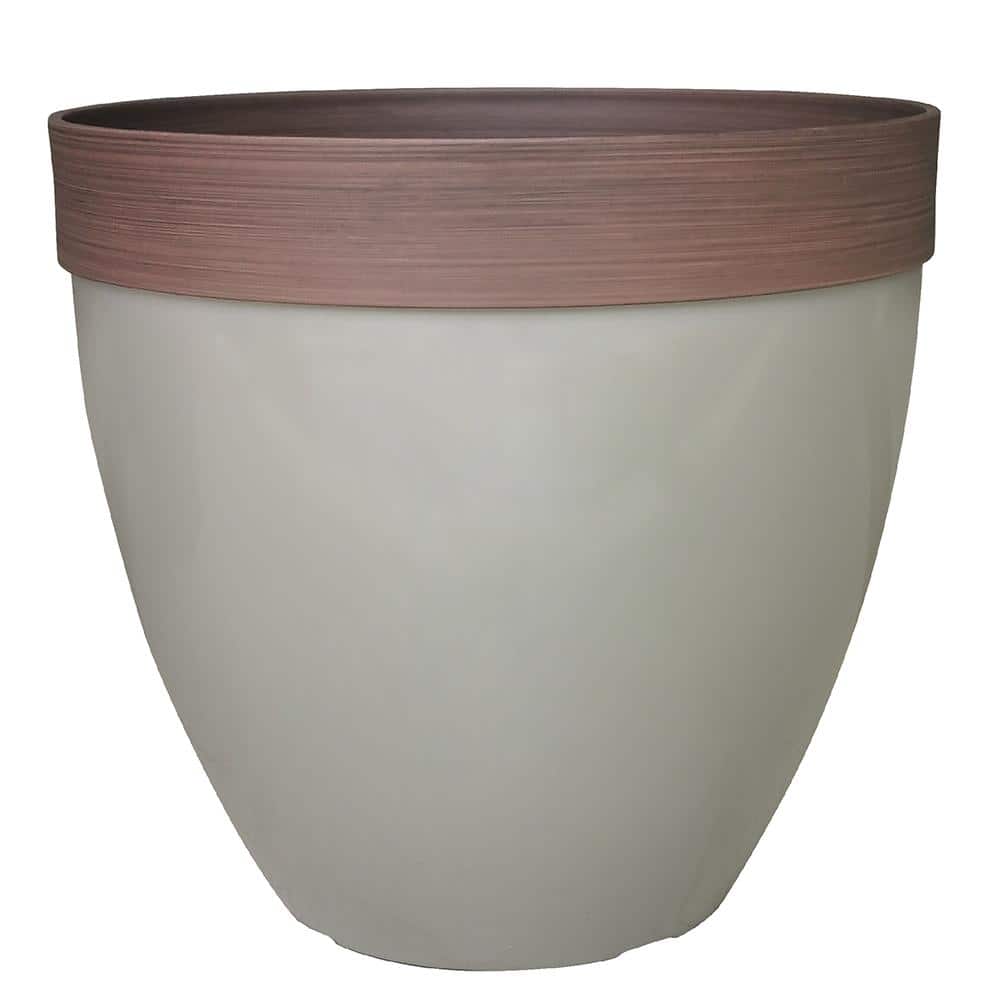 Taupe High-Density Resin Outdoor Planter with Drainage Hole