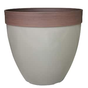 Hornsby Large 15 in. x 13.8 in. 31 Qt. Taupe High-Density Resin Outdoor Planter