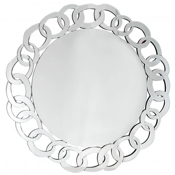 HomeRoots 39.4 in. W x 39.4 in. H Glass Silver Decorative Mirror