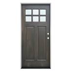 36 in. x 80 in. Ash Left-Hand Inswing 6-Lite Clear Mahogany Stained Wood Prehung Entry Door with Composite Jamb