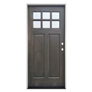 36 in. x 80 in. Ash Left-Hand Inswing 6-Lite Clear Mahogany Stained Wood Prehung Entry Door w/ Composite Jamb - FSC 100%