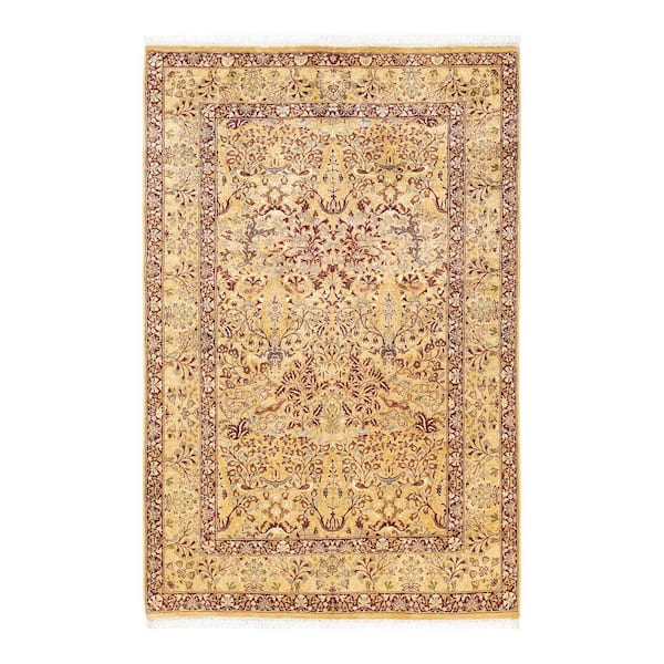 Mogul Yellow 5 ft. x 8 ft. Oriental Wool Indoor Area Rug