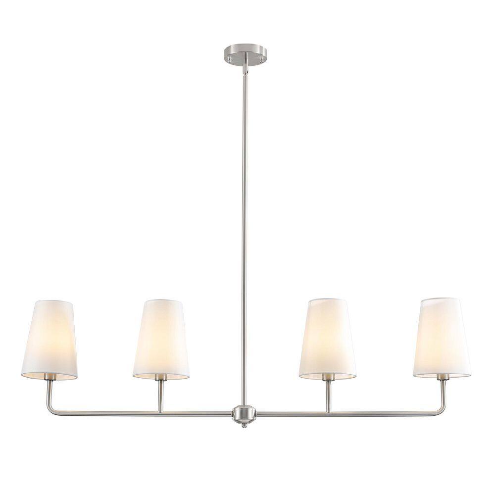 4-Light Nickel Modern Linear Pendant light with White Fabric Shades Adjustable Hanging Chandelier for Living Room price history on PriceWatchPro
