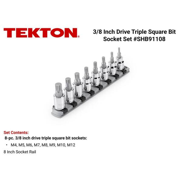 3/8 in. Triple Square Bit Socket Set with Rail (8-Piece) (M4-M12)