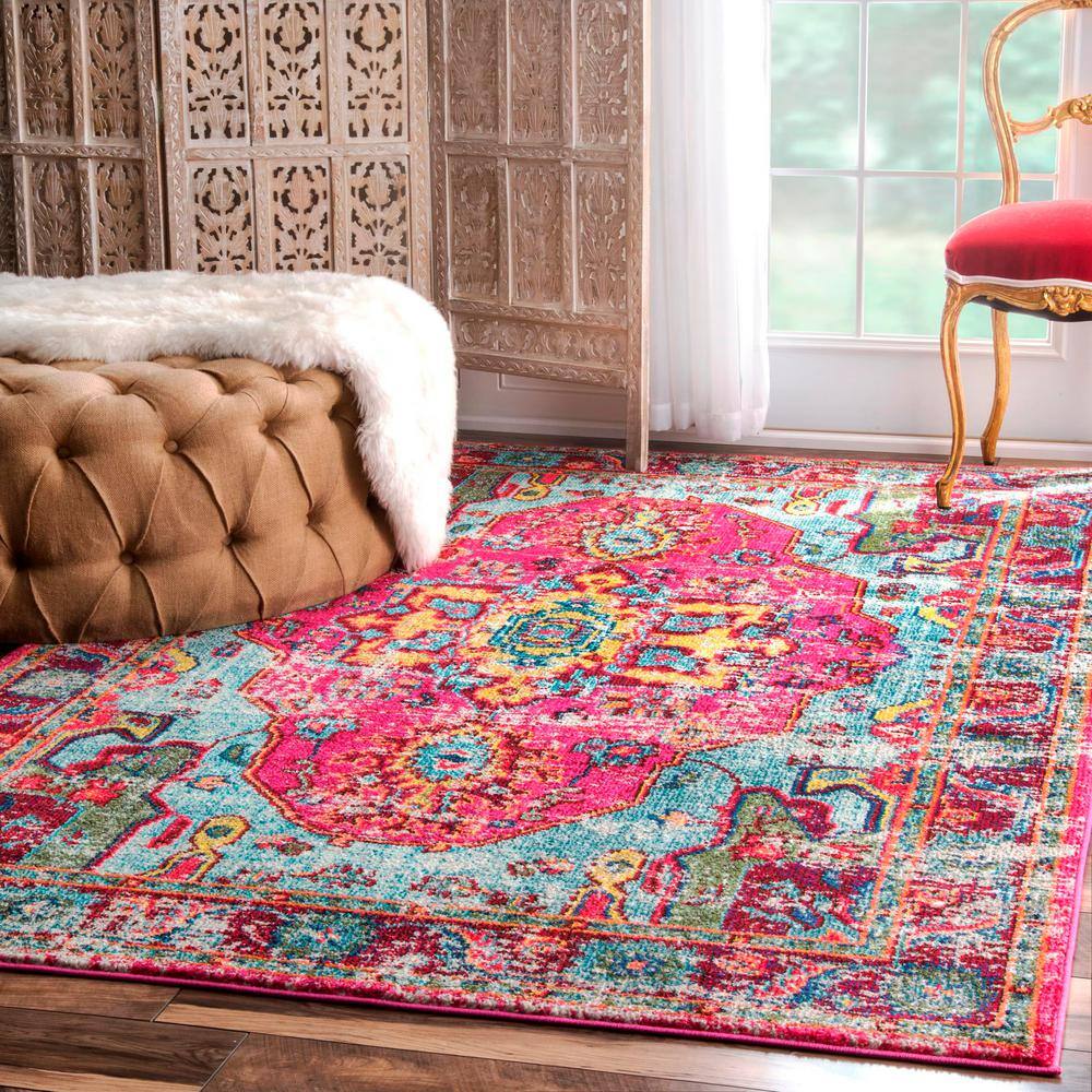 Multi-Color Medallion Synthetic 4' x 6' Area Rug