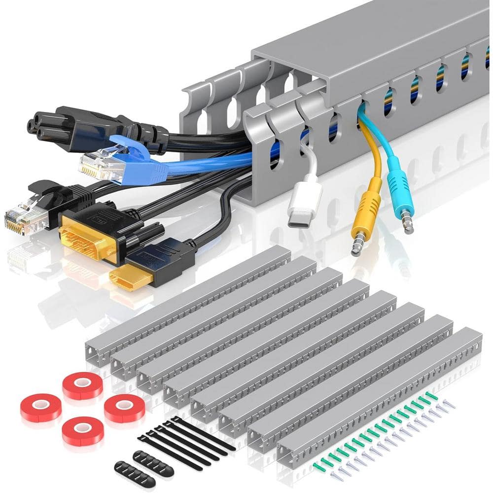 10.5 ft. (8 x 15.7 in. ) PVC Cable Management Raceway, Open Slot Cover Cord