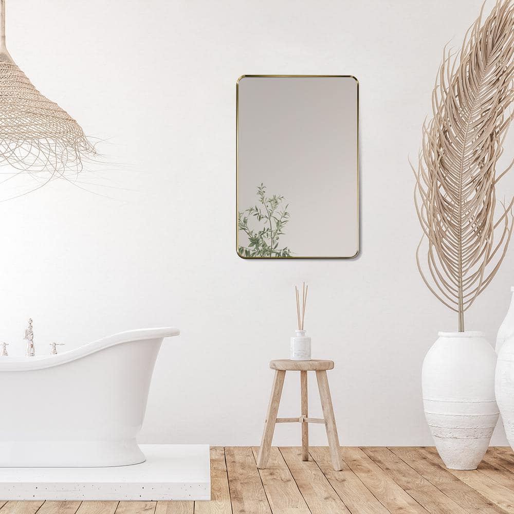 Gold Aluminum Rectangular Bathroom Vanity Mirror