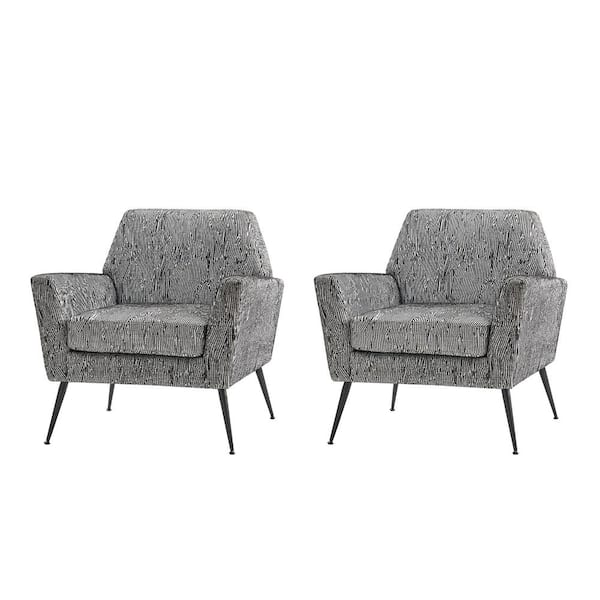 JAYDEN CREATION Anton Line Mid-century Modern Armchair with Sleek Metal Legs Set of 2