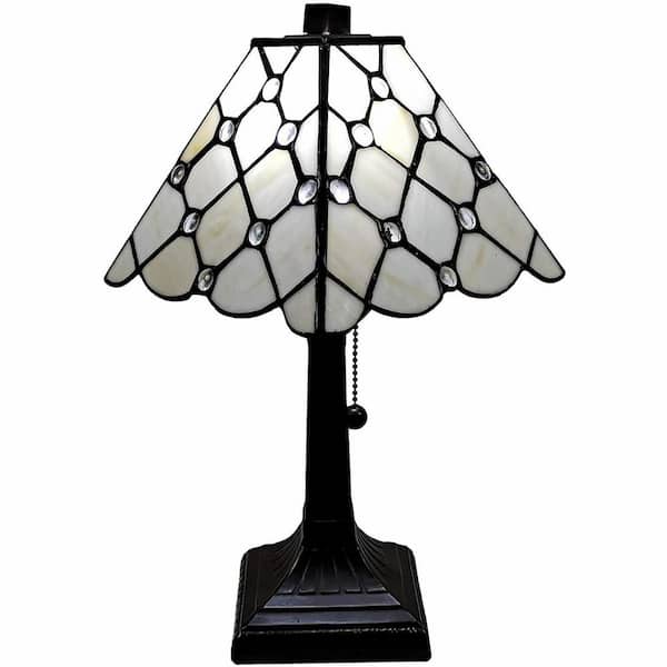 HomeRoots 15 in. Dark Brown Metal Candlestick Table Lamp With White Empire Shade