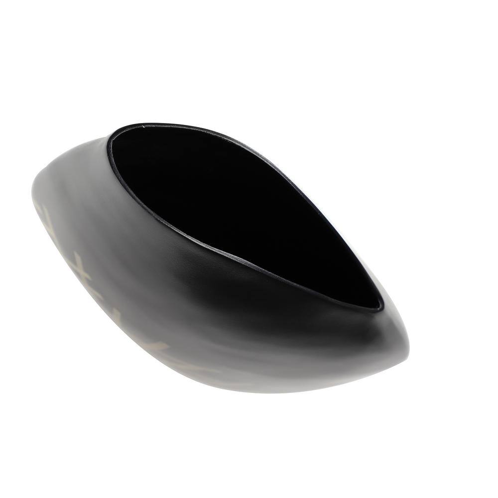 Asymmetrical Black Banana Wood & Bamboo Vase 11.5" x 18"