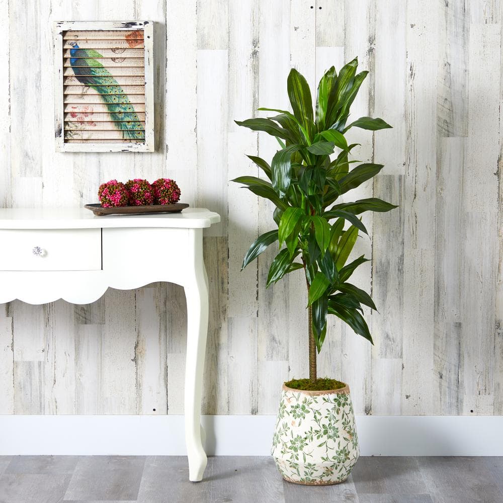 【plants market N】ブラック、レッドジェム　高さ120㎝前後 Nearly Natural 4 ft. Dracaena Artificial Plant in Flower Print