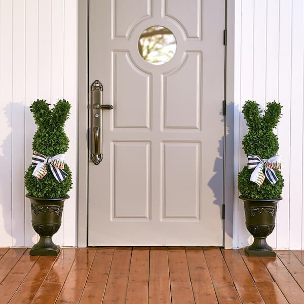 3 ft. Artificial Rabbit Topiary Trees Faux Boxwood Rabbit Plants with Planter outdoor Indoor Home Decor Set of 2