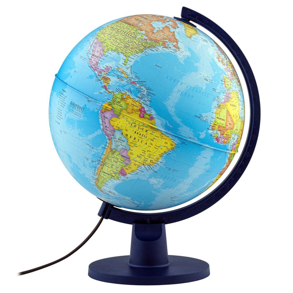 Waypoint Geographic Scout Plus 16 in. Tall x 12 in. Diameter Illuminated Educational Scholastic Desktop World Globe