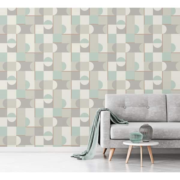 Green Marino Mint Geometric Wallpaper Sample