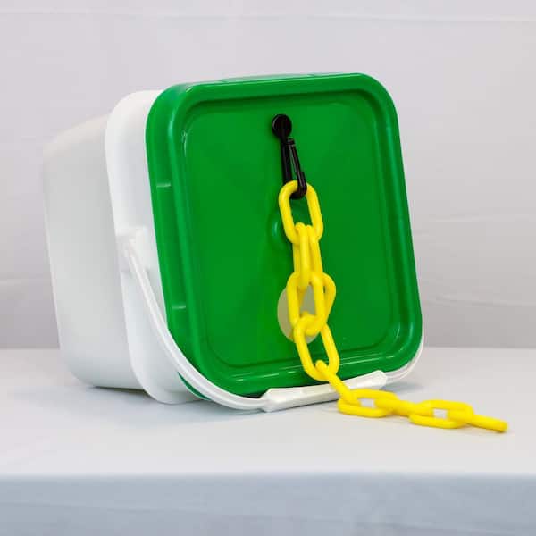 2 in. (#8, 51 mm) x 65 ft. Heavy Duty Plastic Safety Chain Yellow in a Pail