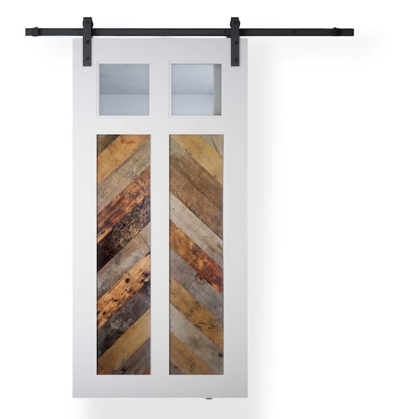 83 in. x 40 in. Lake House, Reclaimed Wood Barn Door with Solid Core and Hardware Included