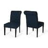 Broxton Navy Blue and Matte Black Fabric Dining Chairs (Set of 2) 66230 ...