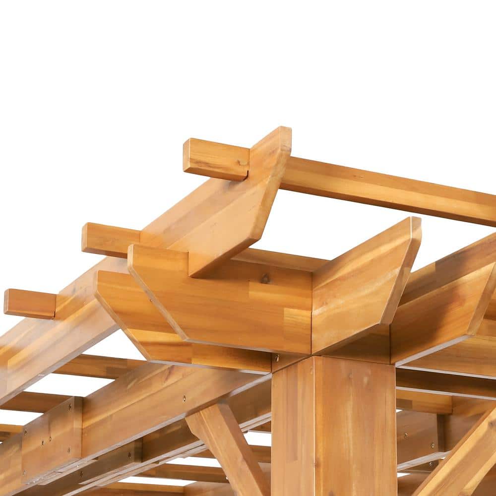 Teak Acacia Wood 10' x 10' Outdoor Pergola
