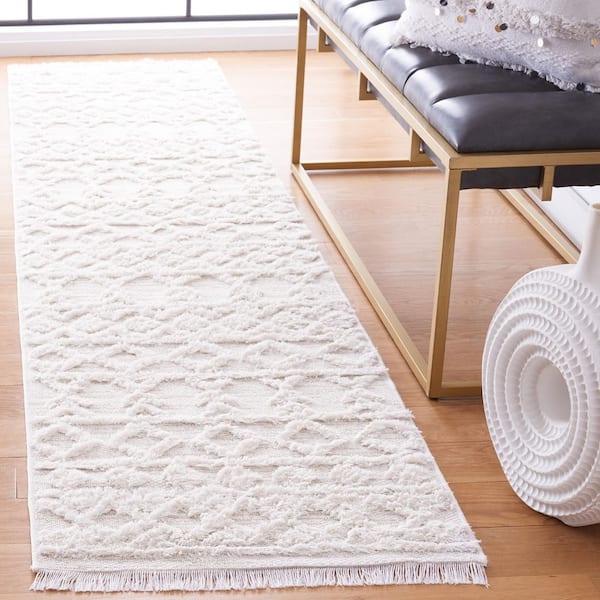 Augustine Ivory 2 ft. x 7 ft. Chevron Striped Runner Rug