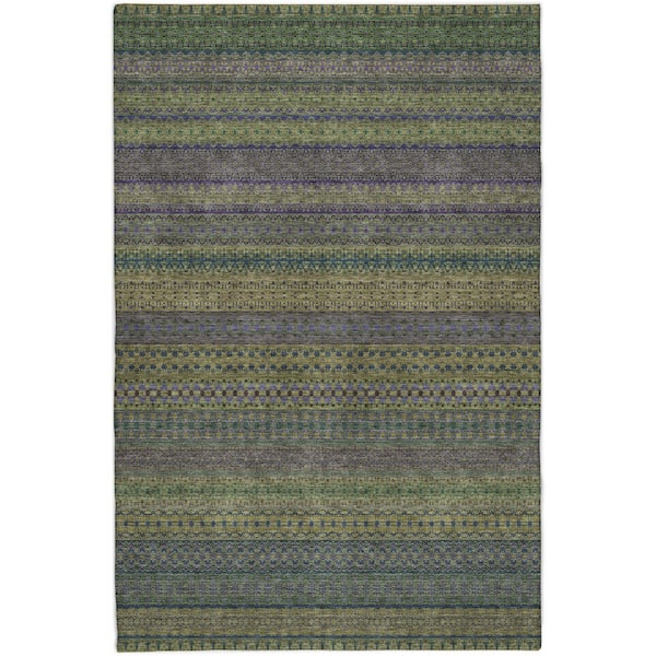 Dream Shag Premium Machine Washable Abstract ADS527 Olive 5 ft. x 7 ft. 6 in. Area Rug
