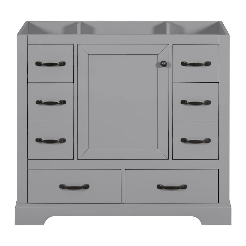 35.5 in. W x 17.9 in. D x 33 in. H Bath Vanity Cabinet without Top in Gray,