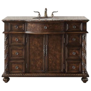 48 in. W x 22 in. D x 36 in. H Single Sink Freestanding Bath Vanity in Dark Cherry with Baltic Brown Granite Top