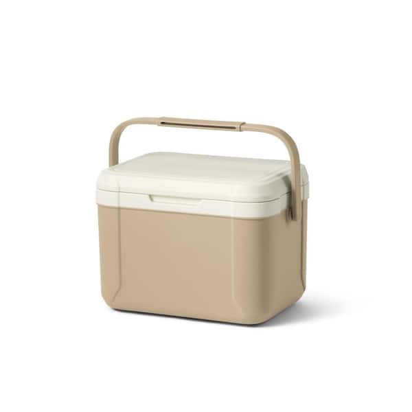 5.3 QT Hard Cooler, Insulated Ice Chest Box, Portable Ice Retention Cooler for Camping Picnic Fishing Barbecue, Brown
