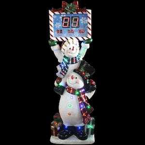 5 ft. LED Christmas Stacking Snowman Pair with Musical Countdown Clock