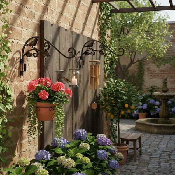 15.15 in. Sturdy Wrought Iron Hanging Plant Hooks YNLIN450 - The Home Depot