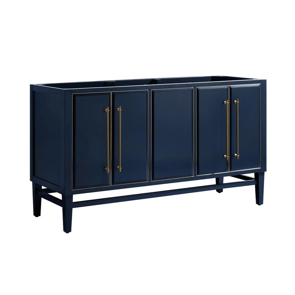 Mason 60'' Navy Blue Solid Wood Double Vanity Base
