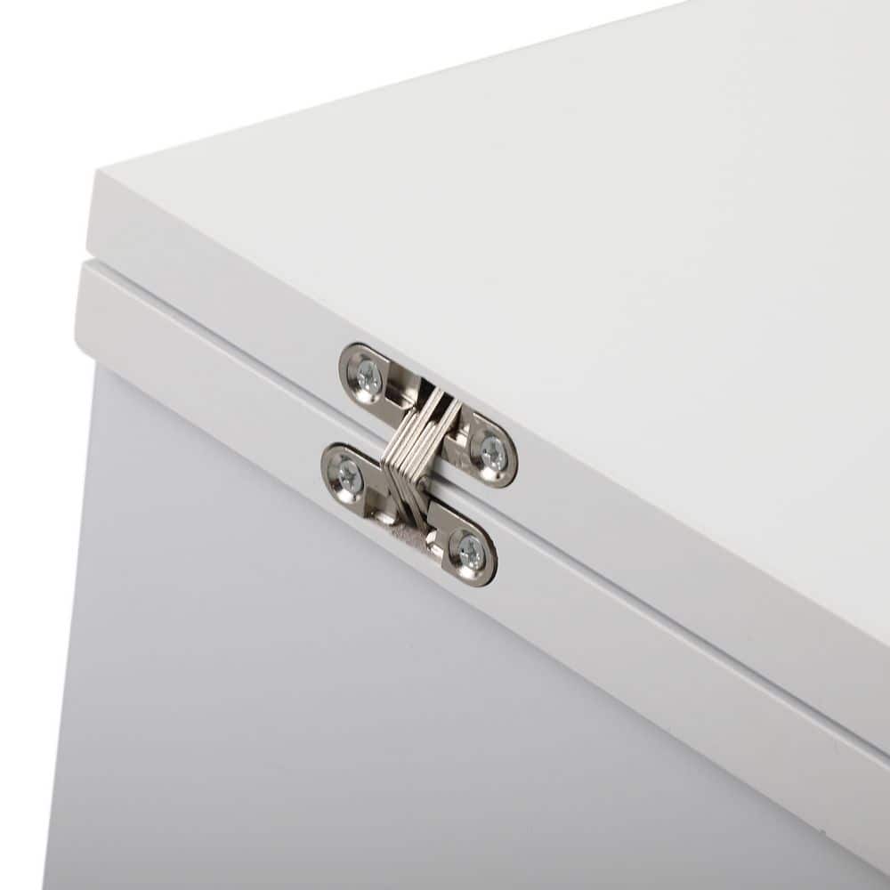 White Folding Sewing Table with Shelves and Wheels