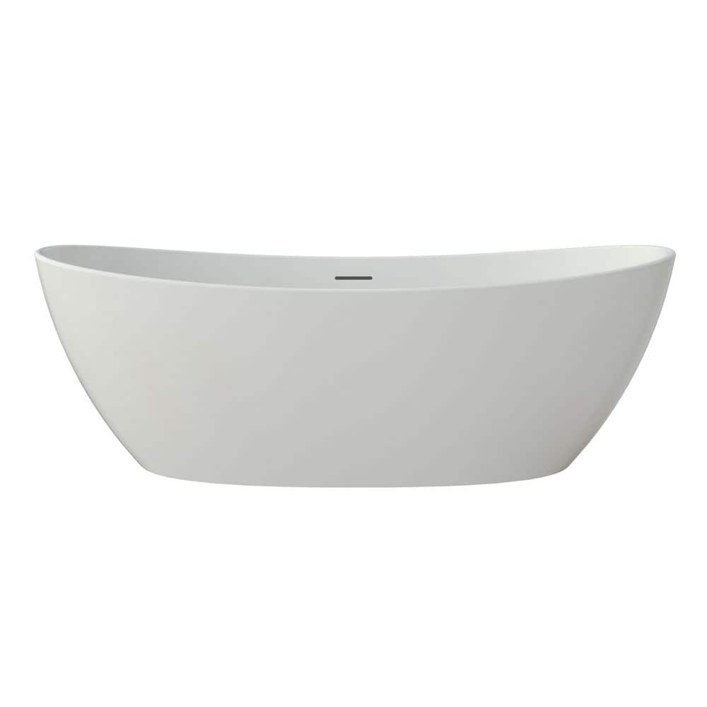 Solvia 73 in. x 35 in. Solid Surface Freestanding Bathtub Stone Resin Soaking Bathtub in Matte White price history on PriceWatchPro