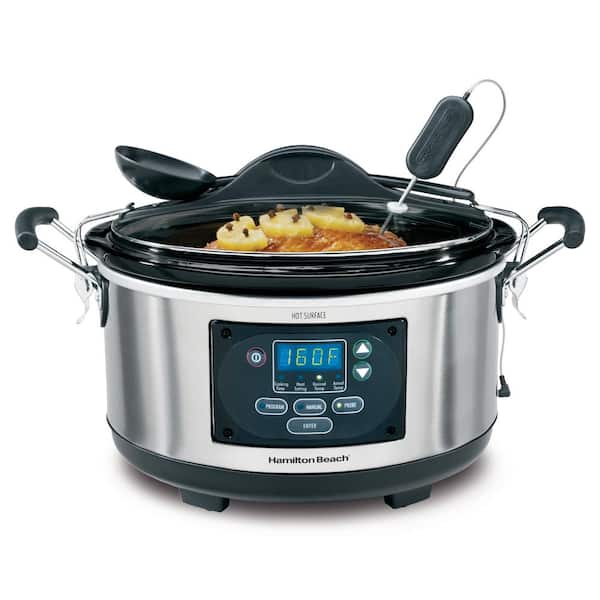 Set and Forget 6 Qt. Stainless Steel Programmable Slow Cooker with Temperature Probe