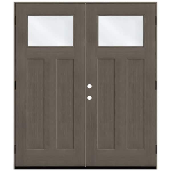 Regency 72 in. x 80 in. 1/4 TopL Clear Glass RHOS Ashwood Fir Fiberglass Double Prehung Front Door with 4-9/16 Jamb