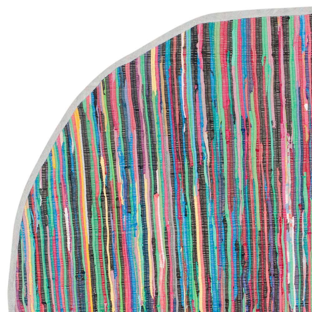 Handwoven Multicolor Stripe Round Cotton Area Rug, 8' Diameter