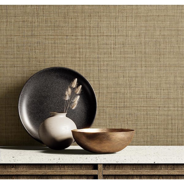 60.75 sq. ft. Brown Harvest Twine Embossed Vinyl Unpasted Wallpaper Roll