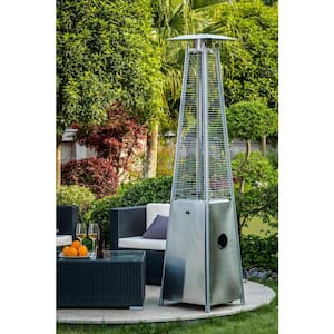 Patio 40,000 BTU Silver Stainless Steel Pyramid Flame Heater