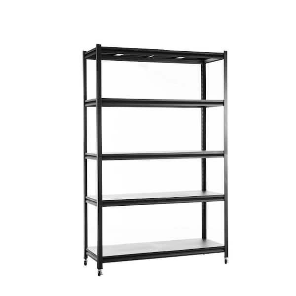 5-Shelf Storage Shelves with Adjustable Levels, Heavy-Duty Metal Pantry Organizer Shelves, Practical Shelf Units, Black