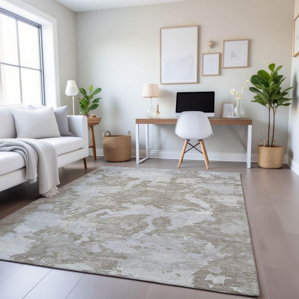 Mayfield Premium Machine Washable Abstract AMF1381 Taupe 5 ft. x 7 ft. 6 in. Area Rug price history on PriceWatchPro