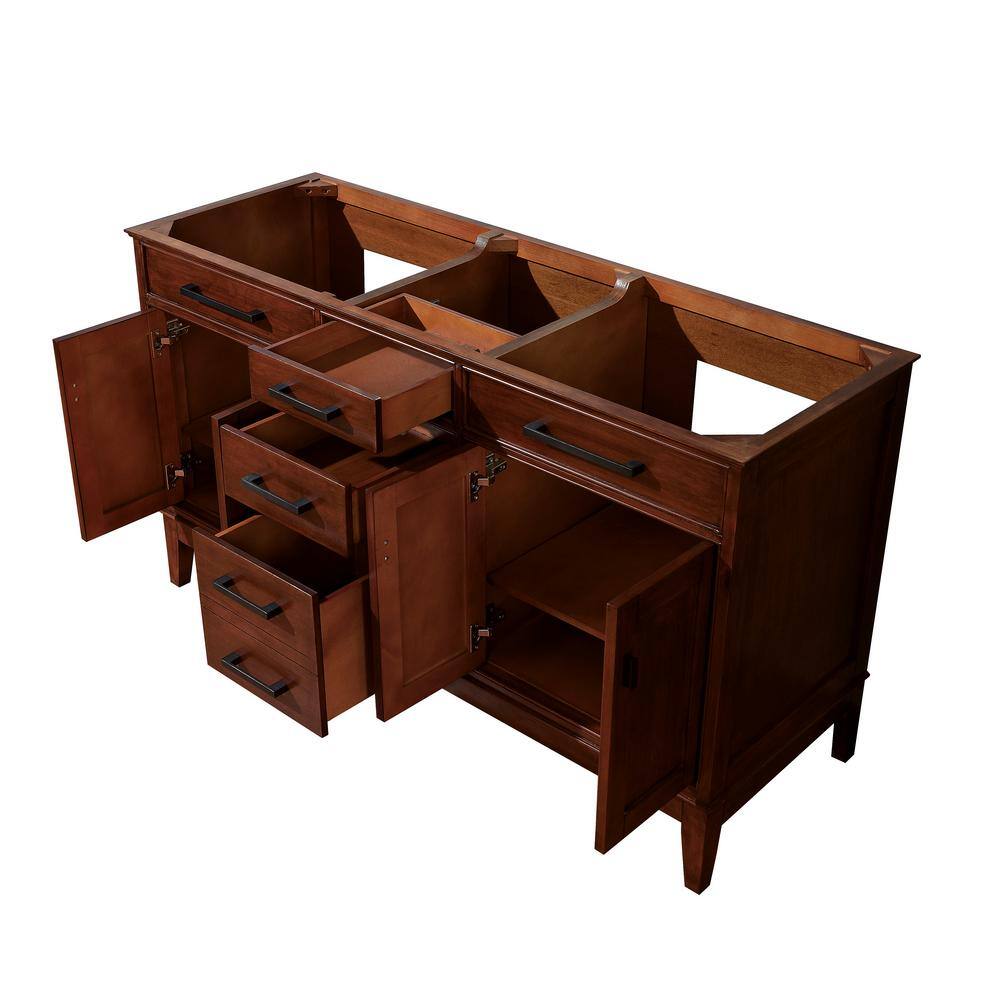 Elegant 60" Tobacco Solid Wood Double Vanity Base Only