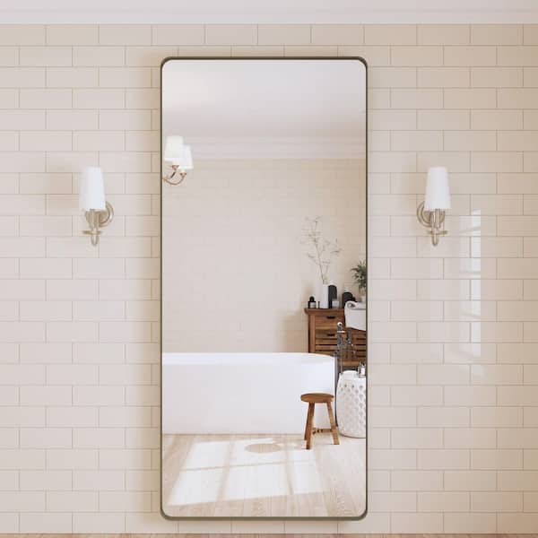 72 in. W x 32 in. H Large Rectangular Framed Wall Mounted Bathroom Vanity Mirror in Brushed Bronze