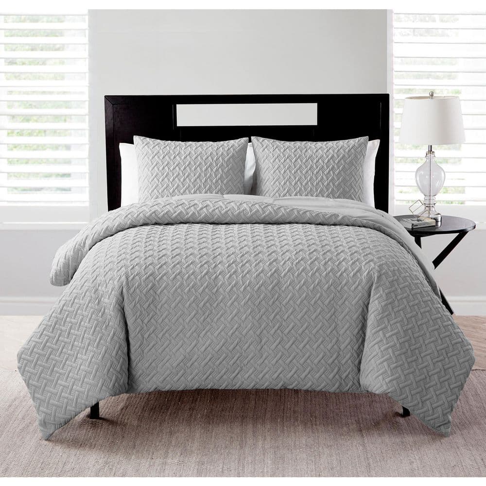 Nina 3-Piece Grey Embossed Polyester Full/Queen Comforter Set price history on PriceWatchPro