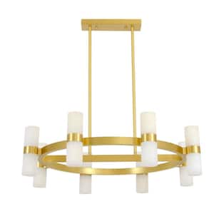 Luella 16-Lights Brass Pendant Light with Spanish Alabaster Shades and Bulbs Included