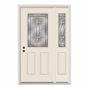 50 in. x 80 in. 1/2 Lite Blakely Primed Steel Prehung Right-Hand Inswing Front Door with Right-Hand Sidelite