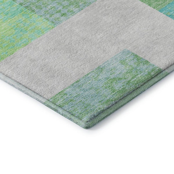 Mayfield Premium Machine Washable Abstract AMF941 Aloe 9 ft. x 12 ft. Area Rug